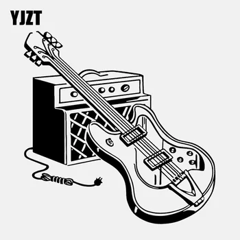 

YJZT 15.8CM*16CM High Quality Electric Guitar Music Musical Instrument Rock Vinyl Car Sticker C22-0673