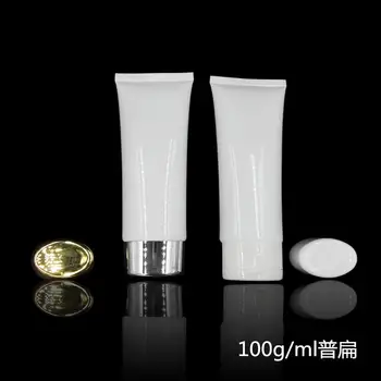 

free shipping 100ml 50pcs/lot white flat cosmetics packaging hose,sunscreen/bb cream/eye cream hose/soft tube