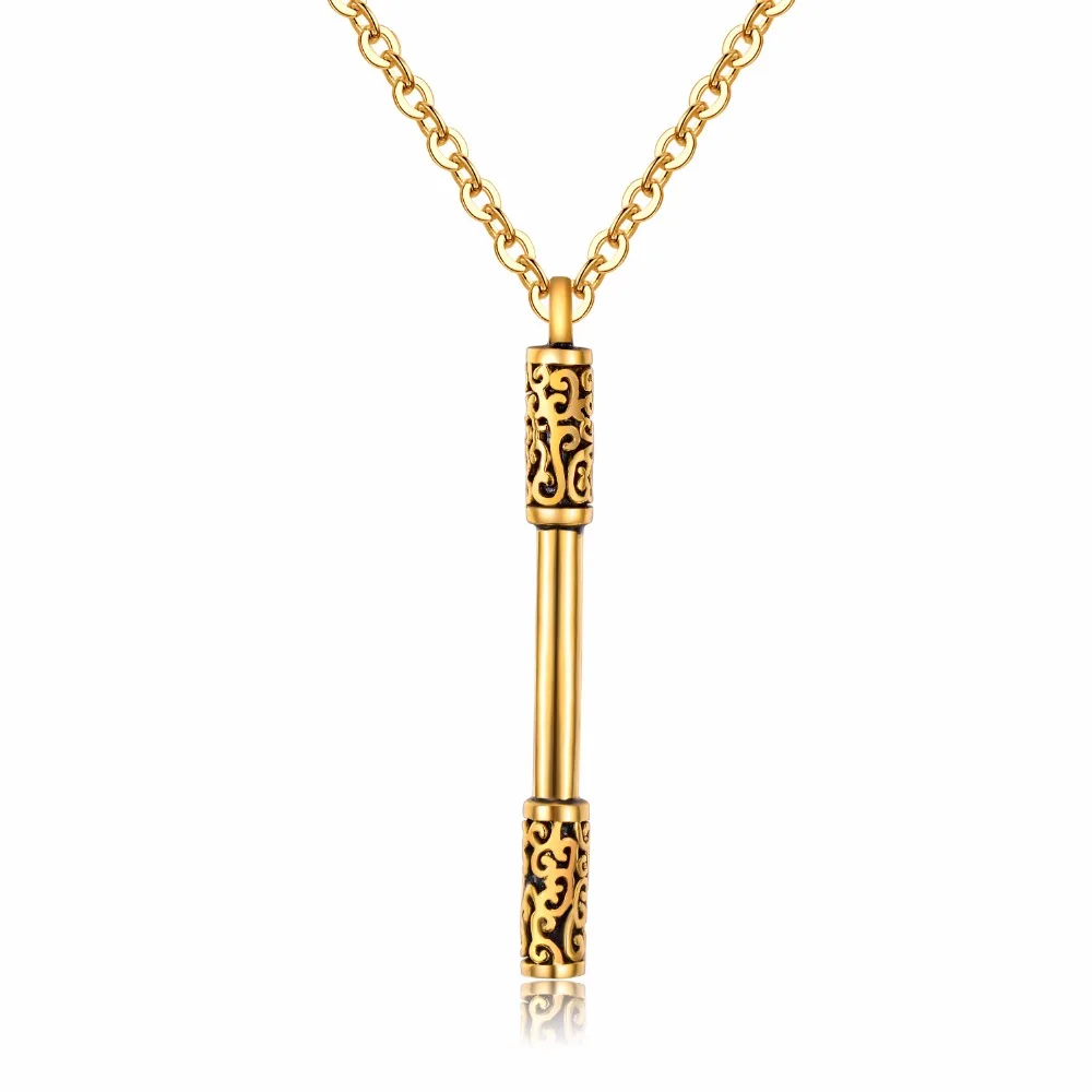 Fate Love Punk Mokey King Bar Pendant Necklace Mini Size Gold Color High Polished Chinese Element Jewelry Gift For Men &amp Women |
