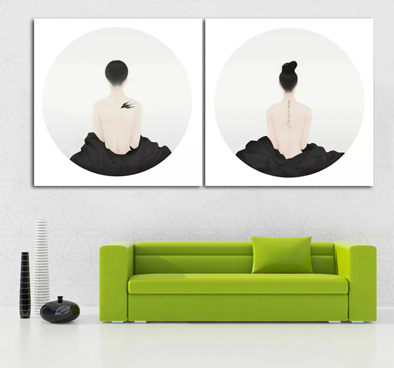 

Taoist Priest Back Tattoos 2 Pieces/Set Taoism Unframed Painting Living Room Wall Decor Modern Canvas Art HD Printing