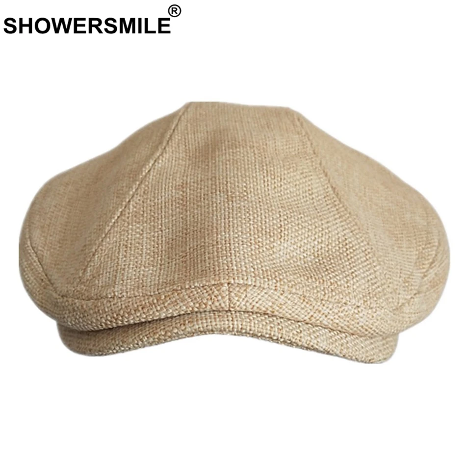 SHOWERSMILE береты, шапка s для женщин, оранжевая хлопковая льняная плоская кепка s, Мужская Классическая однотонная цветная Кепка с утконосом, летняя унисекс Ретро-шляпы