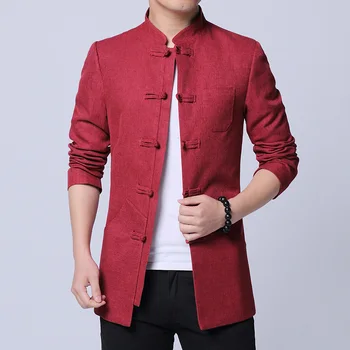 

Chinese Style Clothes 2020 Spring New Solid Ancient Tang Suit Jacket Men Cotton Comfortable Fabric Mens Jackets and Coats