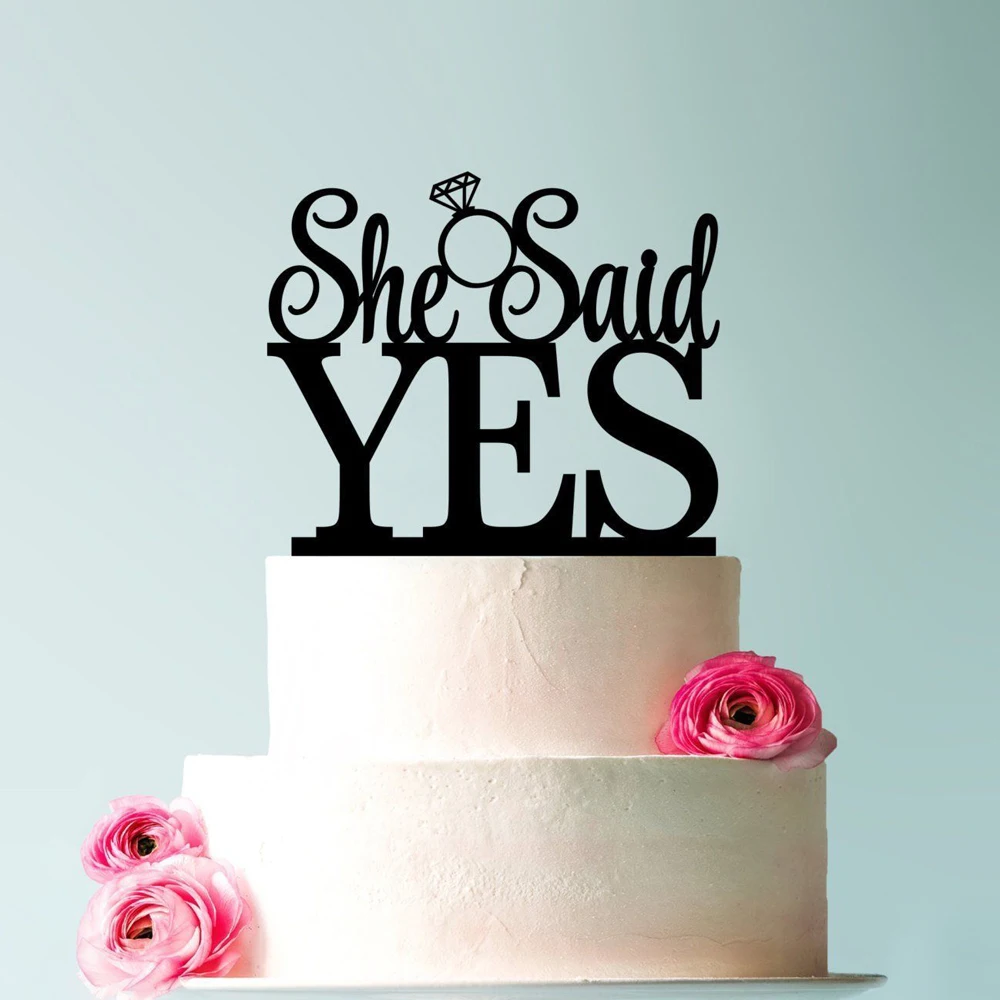 She Said Yes Topper для торта обручальное кольцо свадебного свадебные украшения вывеска
