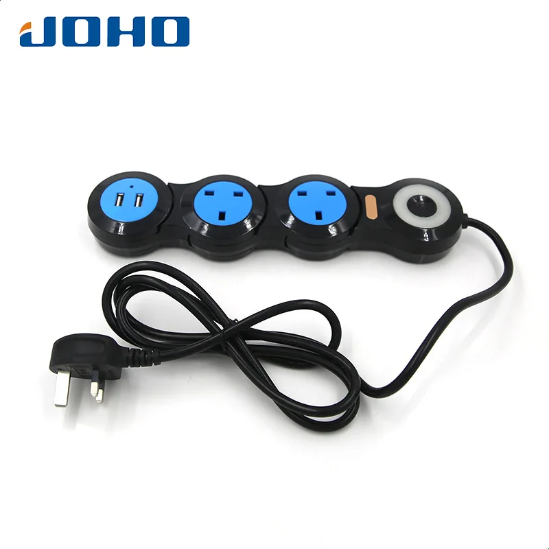 

JOHO Power Strip Creative Deformable Electrical Sockets USB Charger 2.1A UK Extension Socket Standard Grounding 13A 250V