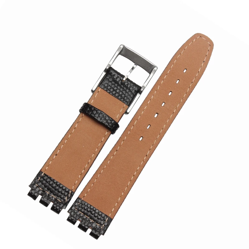 Высокое качество водонепроницаемый натуральная кожа часы ремешок 17 мм Croco узор черный коричневый белый ремешок для Swatch