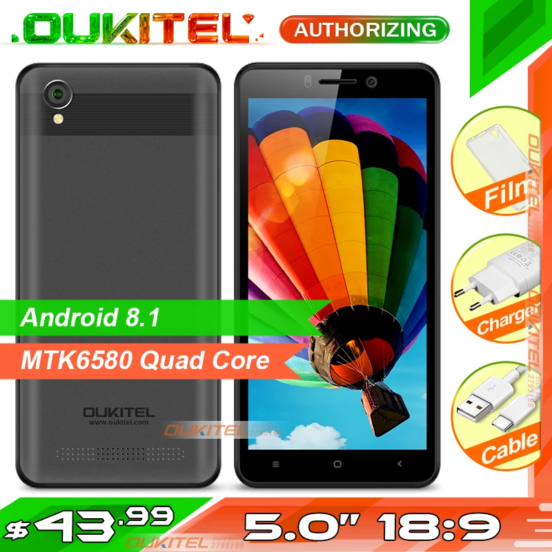 OUKITEL C10 5 'ཎ:9 дисплей 3g смартфон 1 Гб ОЗУ 8 ПЗУ MTK6580 четырехъядерный 1. 3G Гц две sim
