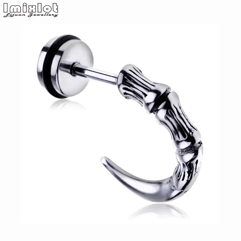 

1PC Stainless Steel Stud Earrings for Men Punk Style Eagle Claw Bone Earring Piercing Ear Cuff Fashion Jewelry Male Brincos
