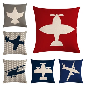

Lovely Cartoon Decor Pillow Cover Case Airplane Printed Cushion Cover for Sofa Home Car Chair Throw Linen Pillowcase 45x45cm