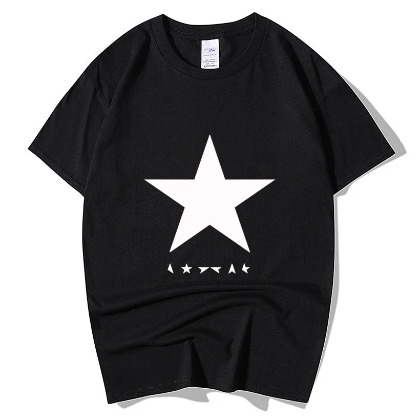 

David Bowie Heroes Black Star Logo T Shirt Men Women Summer Fashion Hip Hop Short Sleeve O Neck Cotton T-Shirt Sportswear Tops