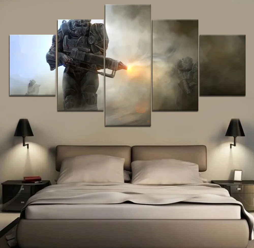 

Home Decor Modern Fallout 4 Game 5 Piece Paintings Wall Art Canvas Modern Canvas Painting HD Print Painting Wall Room Artwork