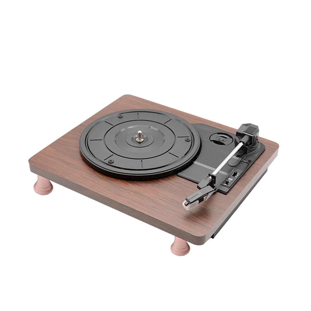 33, 45, 78 RPM Record Player Antique Gramophone Turntable Disc Vinyl Audio RCA R/L 3.5mm Output Out USB DC 5V Wood Color