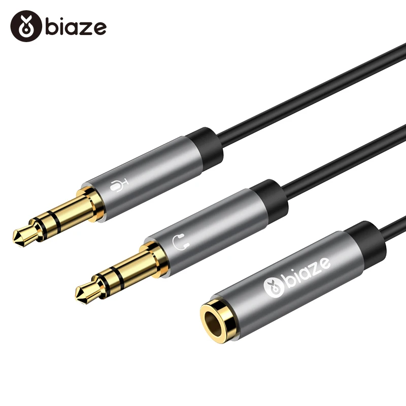 

Biaze Headphone Splitter 3.5mm Female to 2 Male for Computer 3.5mm Mic Audio Y Splitter Cable Headset to PC Converter Adapter