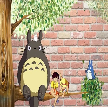 

beibehang HD Photo Mural Kids Room Wallpaper Non-Woven Sticker Totoro hayao miyazaki cartoon Painting Sofa TV Background Mural