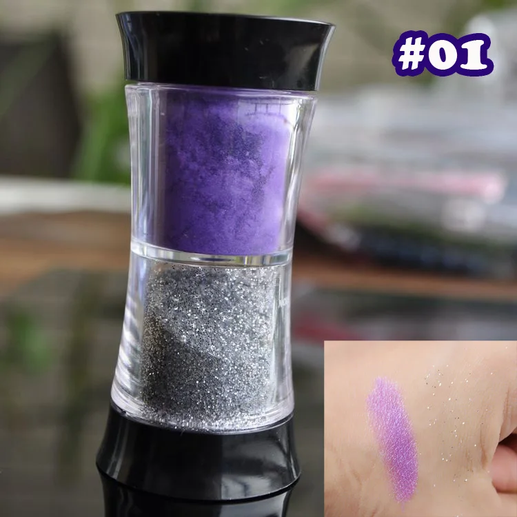 2in 1 Duo Color Eye shadow Pigment Purple Shimmer Loose Powder Silver