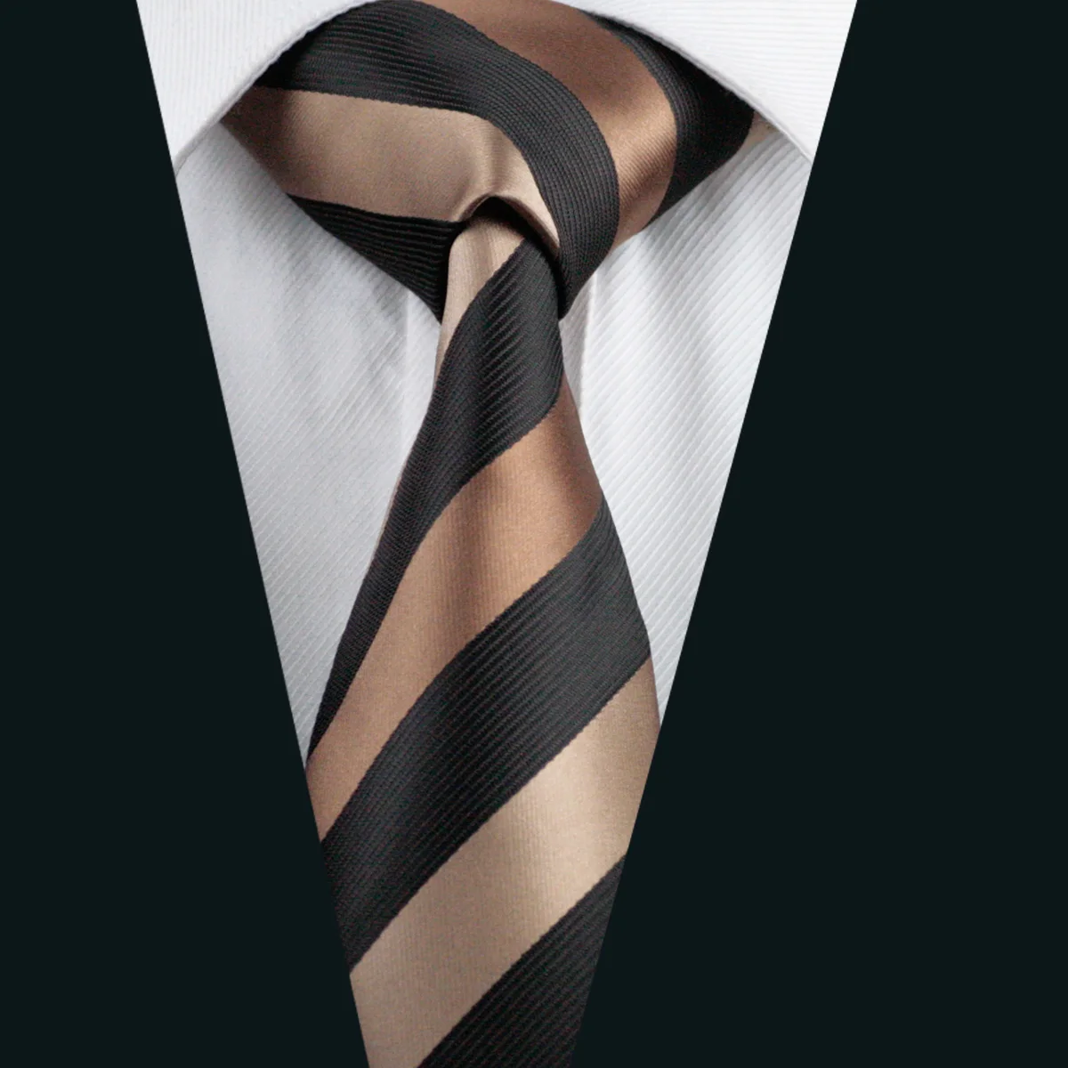 DH 585 Mens Tie Black Stripe NeckTie Silk Jacquard Ties For Men