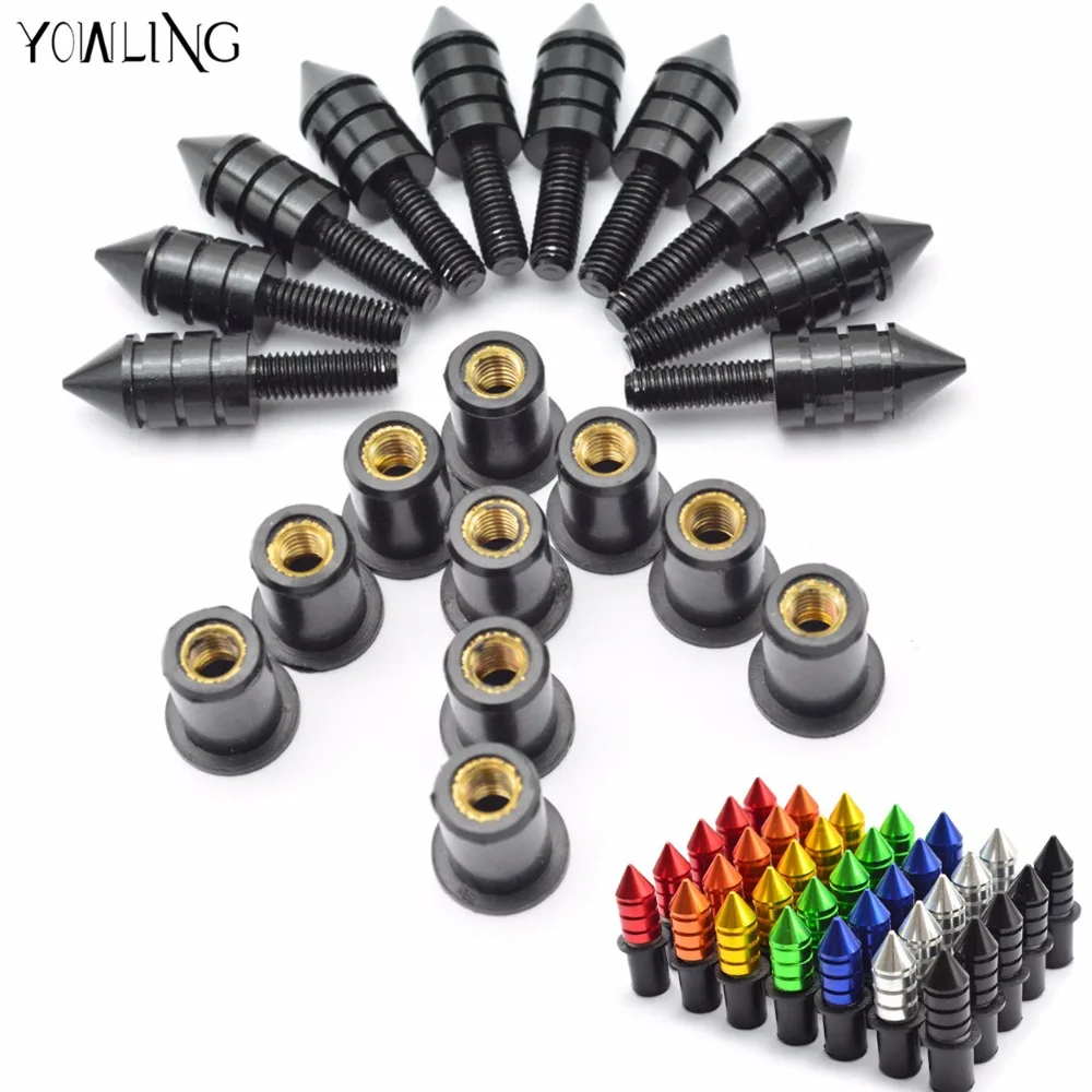 Buy 5mm 10pcs Universal motorcycle Windshield Spike Bolts Screw Nuts for