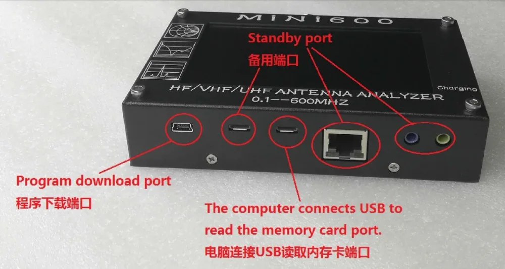 Новое поступление Mini600 5 V/1.5A HF VHF UHF антенный анализатор 0,1-600 MHz КСВ метр 1,0-1999 для