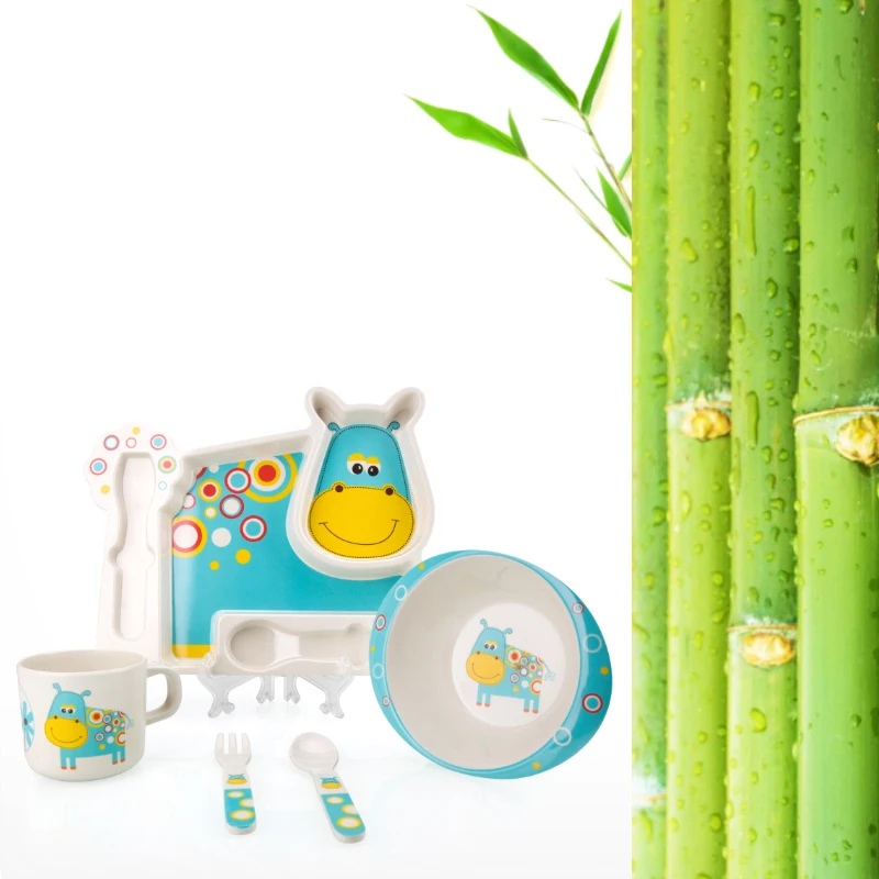 2017 Brand New Bamboo Tableware For Children Baby Feeding Set Plate Bowl Cup Fork Spoon Infant Dishes Baby Dinnereware Food Sets (13)