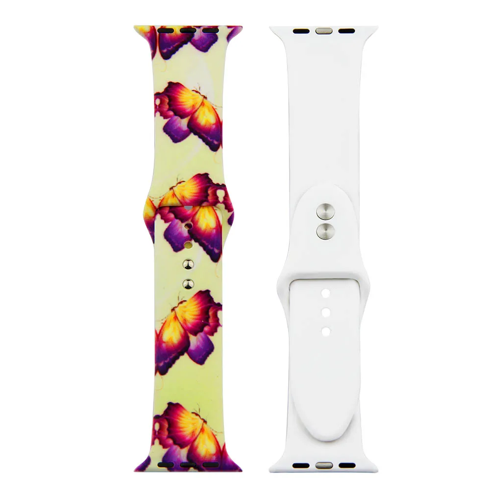 Печатный Леопардовый цветок силиконовый ремешок для Apple Watch 38 мм/40 мм 42 мм/44 мм спортивный ремешок для iwatch Series 1 2 3 4 5 браслет ремень - Цвет ремешка: 15
