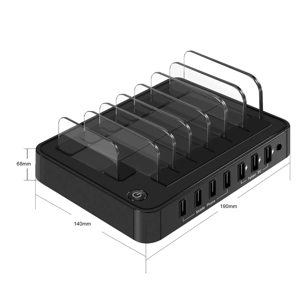 S760 Универсальный 7-Порты и разъёмы зарядка через usb станция USB Зарядное устройство Док-станция для зарядки с 60 Вт Мощность адаптер для