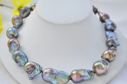 

hot sell- huij 004062 peacock black baroque KESHI REBORN PEARL NECKLACE 18inch -Top quality free shipping