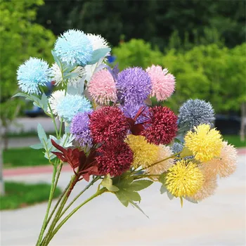

10Pcs Fake Short Stem Onion Ball 25.59" Length Simulation Plastic Dandelion for Wedding Home Decorative Artificial Flowers