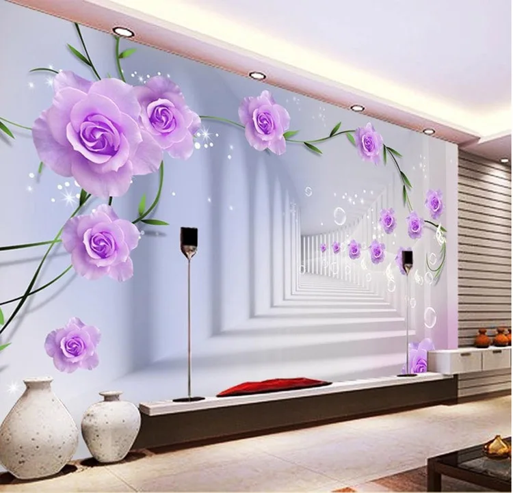 elegant photo wallpaper custom 3d wall murals purple flowers wallpaper kids bedroom interior design room decor - Wall Paper Designs For Bedrooms elegant photo wallpaper custom 3d wall murals purple flowers wallpaper kids bedroom interior design room decor - Wall Paper Designs For Bedrooms