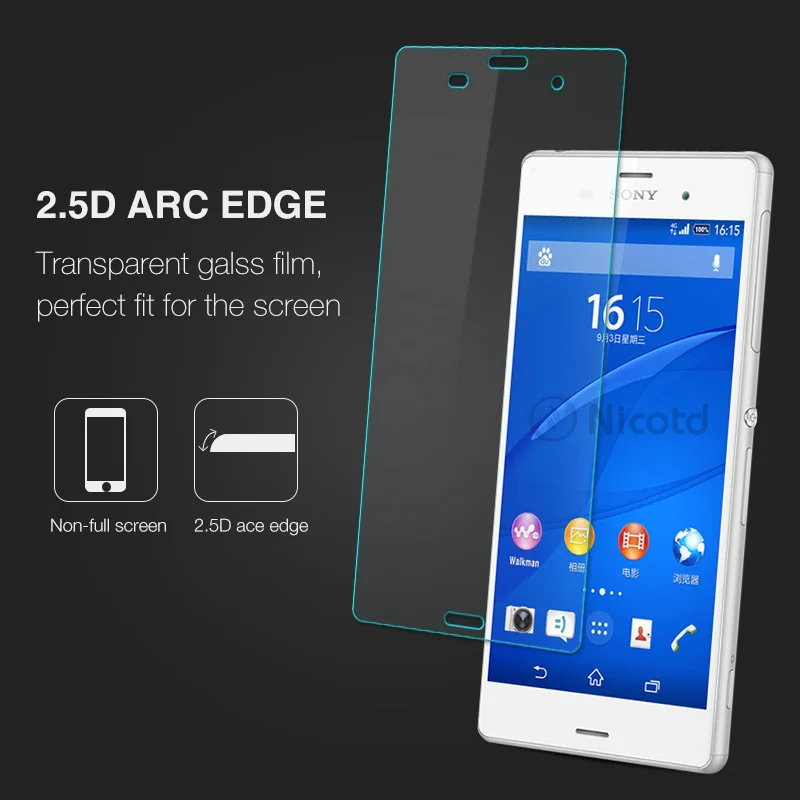 Nicotd Tempered Glass For Sony Xperia Z3 Screen Protector 9H 2.5D Phone On Protective Glass For Xperia Z3 D6633 D6643 glass Film (3)