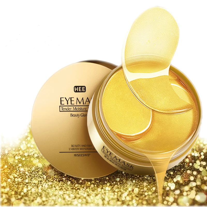 60 Pcs Gold Eye Mask Reduce Fine Lines Wrinkle Dark Circles Anti Aging 24K Under Eye Patches Collagen Hyaluronate Face Care Mask