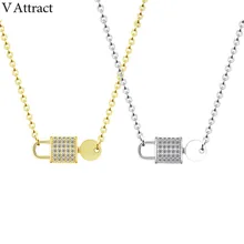 V Attract 10 Uds. Collares minimalistas de amor Cz, colgantes, joyería de pareja, Gargantilla Collier Vintage para mujer, regalo del Día de San Valentín