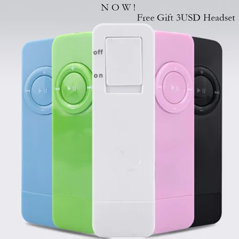 

DOITOP 2 In 1 Mini U Disk HiFi MP3 Music Player Fashional Protable 3.5mm Rectangle Necklace Running Sports MP3 with Strap