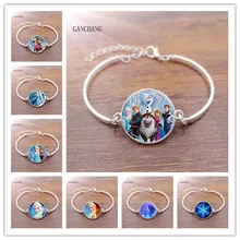 /горячая Распродажа, подвеска с Анной Эльзой, ожерелье, мультяшный браслет для девочек, круглые очки, браслет, женский подарок для девочек, детский серебряный браслет