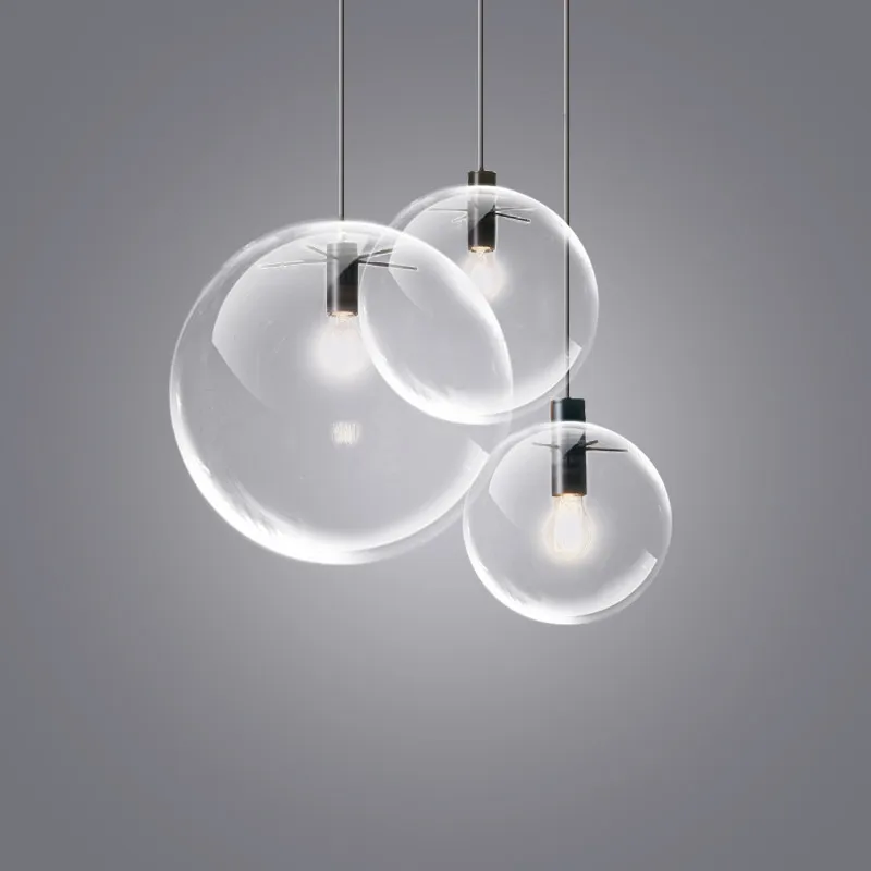Nordic Pendelleuchten Globus Chrom Lampe Glaskugel Pendelleuchte E27