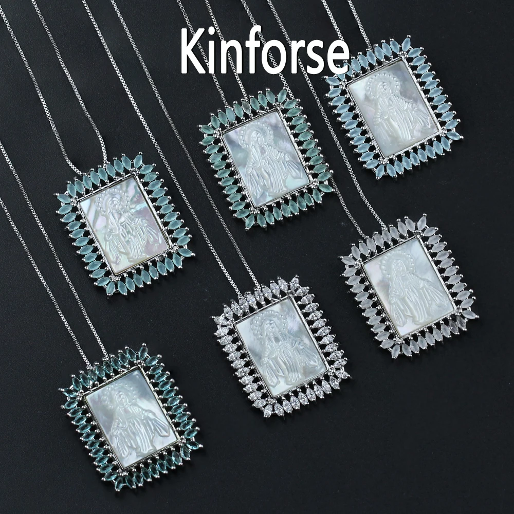 

Kinforse Virgin Mary Pendant Necklace 3 Pcs/lot Wholesale Price Mother Shell Pearl Necklace for Women Fashion Jewelry PGY034