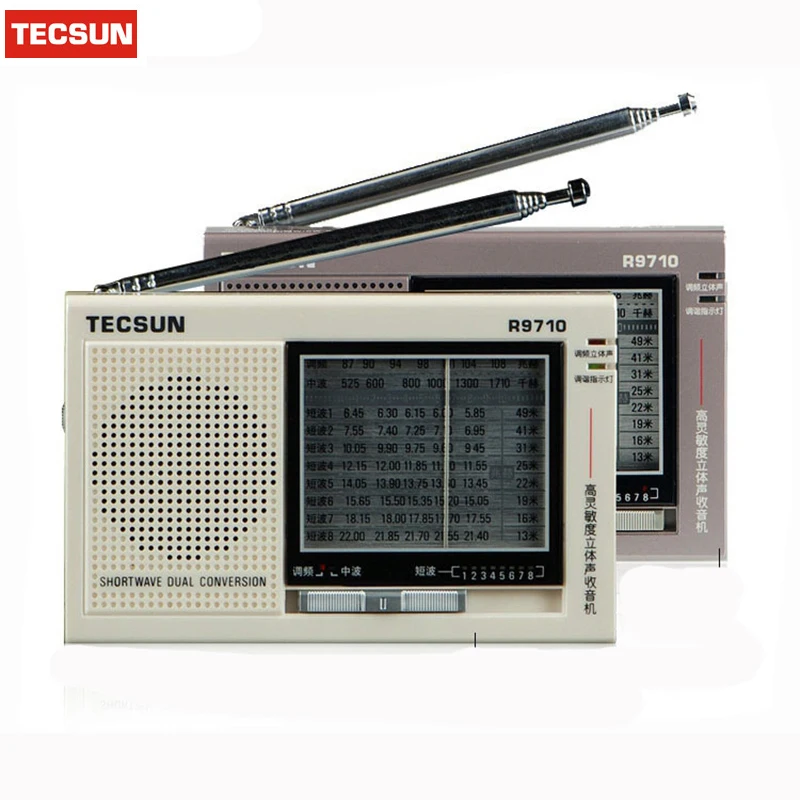 Розничная TECSUN R-9710 Радио FM/mw/sw Радио многополосный Радио приемник двойного преобразования внешних Телевизионные антенны Портативный аудио