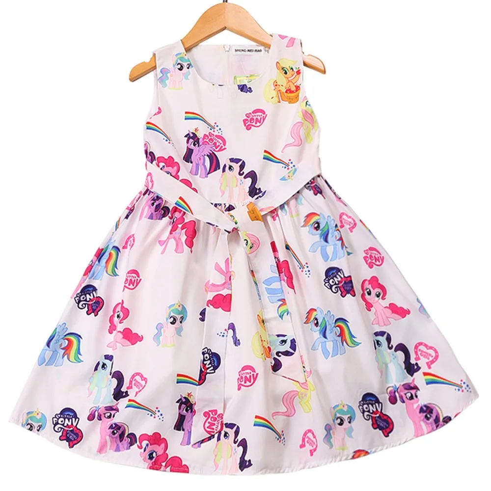 

Children Pony Dress Girls Clothing Fashion party 2019 Summer Cartoon Rainbow Printing Dress Girl Kids Sleeveless Dresses