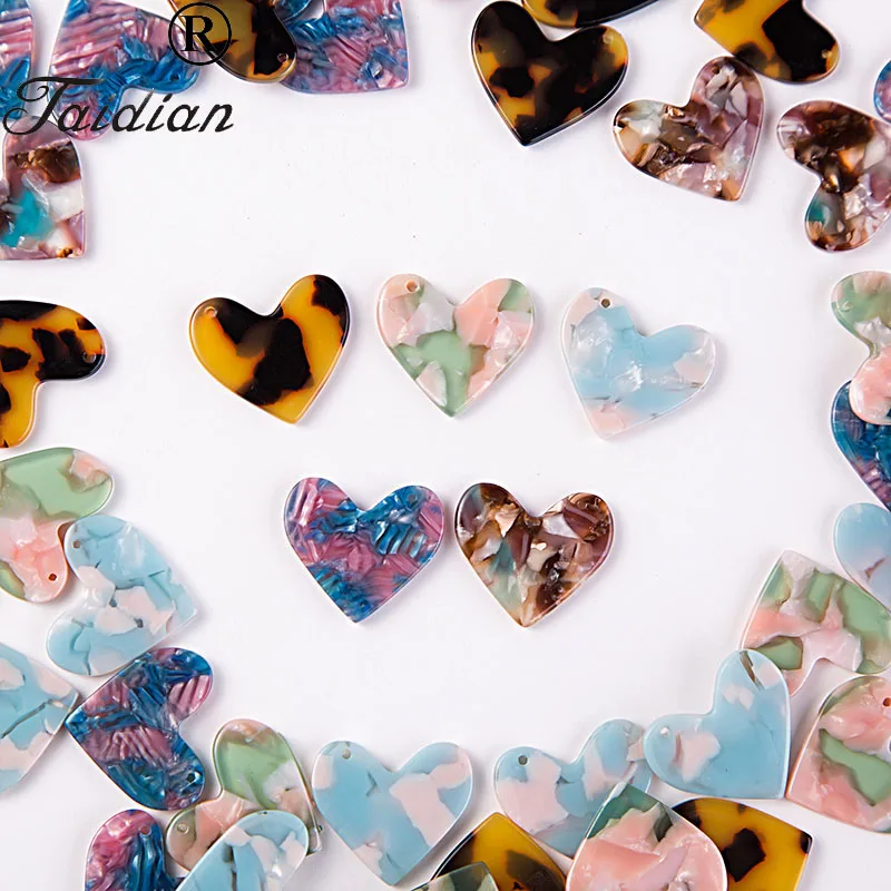 Heart Acetate Cabochon Gems For Native American Beaded Earring with a holes 23x20MM 30PCS/LOT am TAIDIAN|cabochon gem|gem cabochonheart gems |