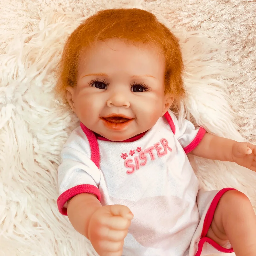 

silicone Reborn Baby Doll model 50CM best Gift For Girls 20Inch Super cute smile baby doll Alive vinyl bath Toys boy Bebe Reborn