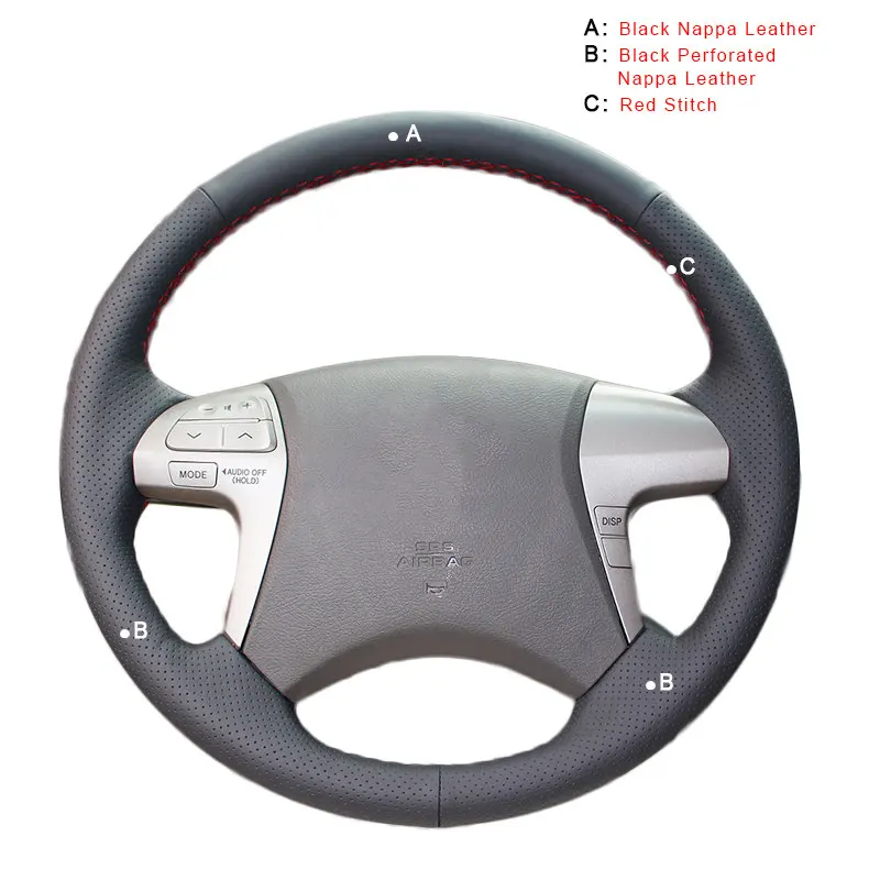 Автомобильная Оплетка на руль для Toyota Highlander 2009- Camry 2007-2011 авто-Стайлинг чехлы на руль - Название цвета: Top Layer Leather
