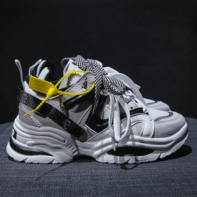 Harajuku/женские кроссовки на платформе с круглым носком; сезон весна-осень; женская повседневная обувь; коллекция года; Корейская женская обувь; Uzzang; обувь для отдыха на плоской подошве - Цвет: Серый