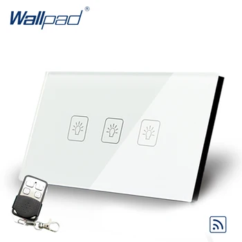 

Wallpad US 3 Gang 2 Way 3 Way Intermediate Remote Control Touch Switch Crystal Glass Switch With Remote Controller
