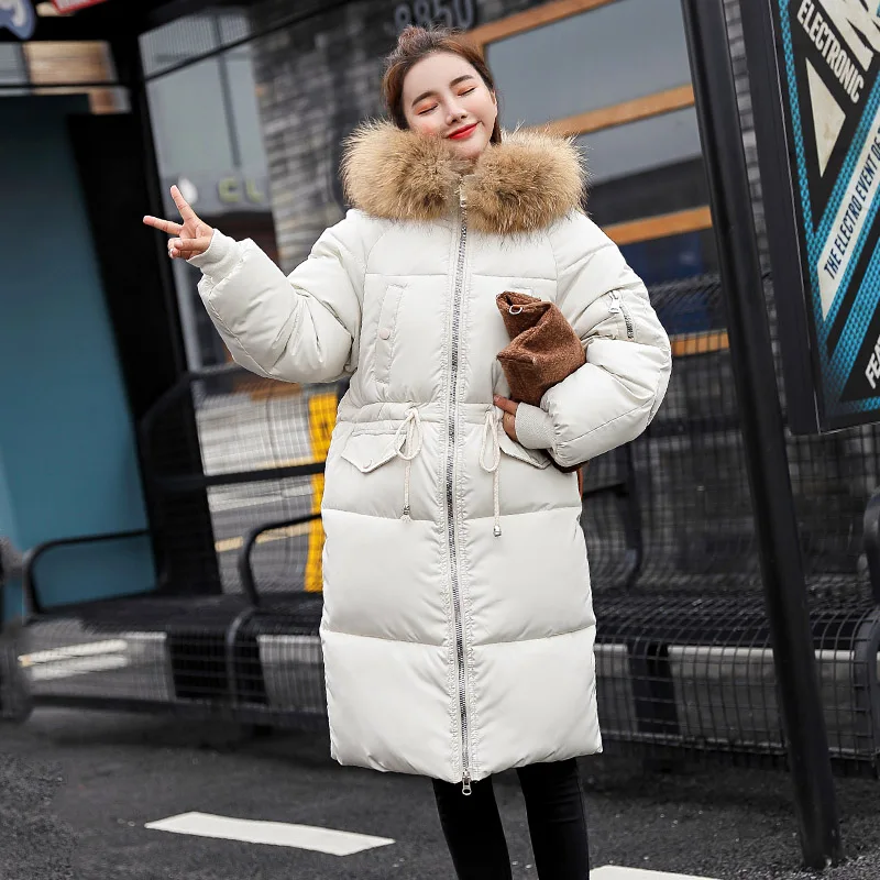 Новое поступление женские зимние куртки одноцветные с капюшоном теплые плотные женские пальто Длинная парка верхняя одежда для женщин Casaco Feminino - Цвет: Beige