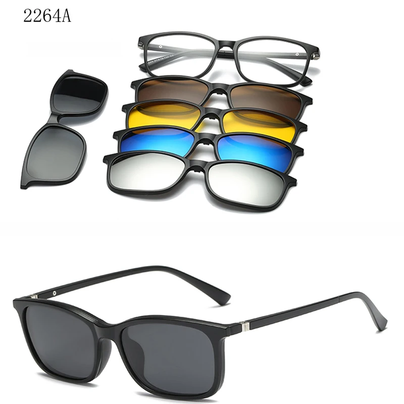 RUISIMO 5 lenes магнитные солнцезащитные очки клип зеркальные клип на солнцезащитные очки клип на очки мужские Поляризованные клип на заказ рецепт близорукость - Цвет линз: 2264A