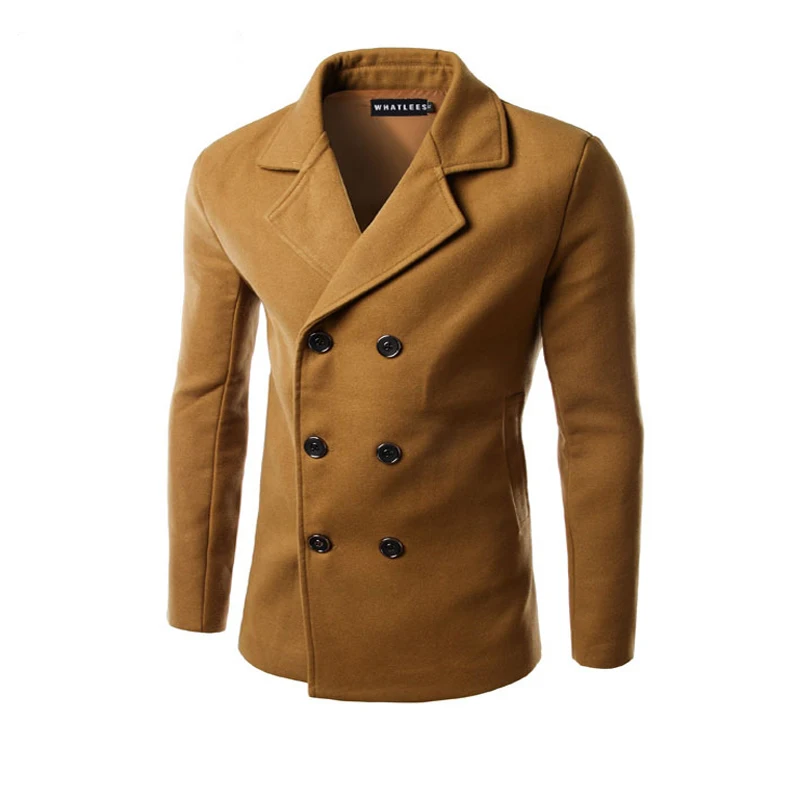 Men Woolen Coats Camel Jackets Double Breasted Male Manteau Homme Overcoat Fashion Brand Warm Long Sleeve Pea Coat Stand Collar Men Woolen Coats Camel Jackets Double Breasted Male Manteau Homme Overcoat Fashion Brand Warm Long Sleeve Pea Coat Stand Collar