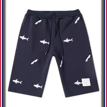 Высокая Новинка Роскошные 19ss мужские удобные вышивка акула Классический Полосатый скейтборд, уличная мода хлопок повседневные шорты# C22