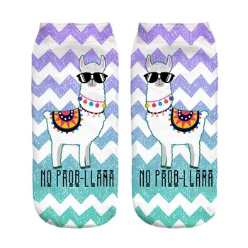 

NO PROB Llama New Hot Women Hosiery Printing Socks Girl Funny Meias Low Cut Ankle Sock Calcetines Christmas Gift Socks