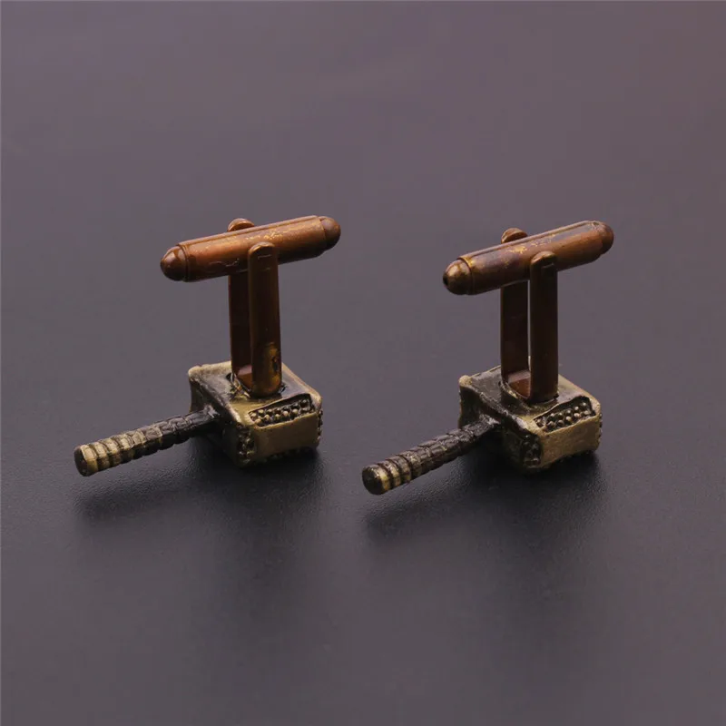 

High Quality Cufflinks Superhero Style Avengers Thor Vintage Thor 2 Hammer Cufflinks For Mens Shirt Brand Cuff Buttons gift