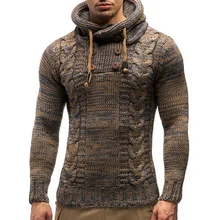 Oeak мужской модный однотонный вязаный свитер с капюшоном приталенный пуловер с круглым вырезом и длинным рукавом Топы Осень-зима