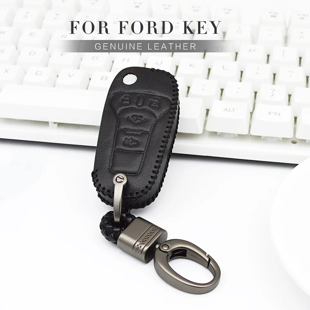 Чехол для автомобильного ключа Ford Focus 3 MK2 MK3 2 ST Mondeo MK4 4 Fiesta MK7 Ecosport C S Max Ka кожаный