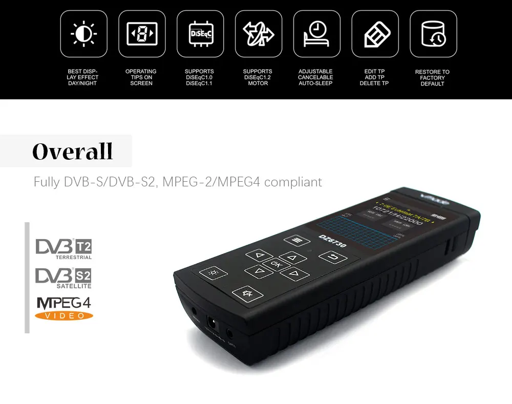 Vmade 3,0 экран DVB-S2/DVB-S Full HD FTA группа спутниковый искатель DZ6370 детектор Поддержка обновления программного обеспечения MPEG4/2